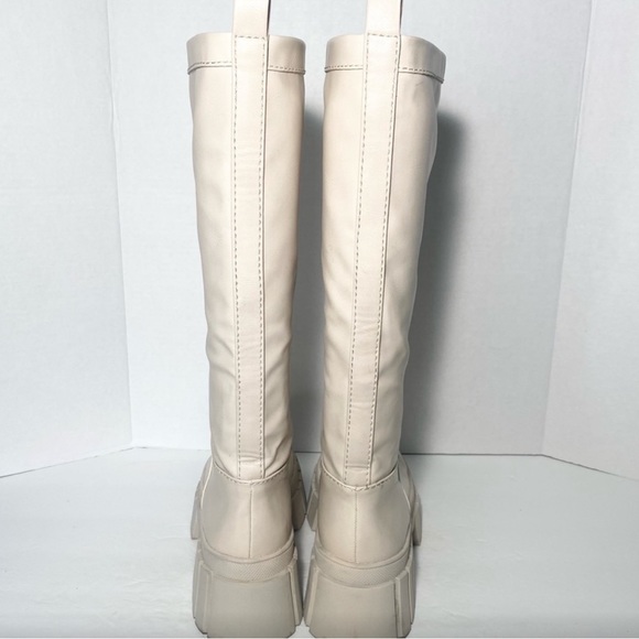 Zara lug boot ecru chunky boots combat cream color - Picture 5 of 8